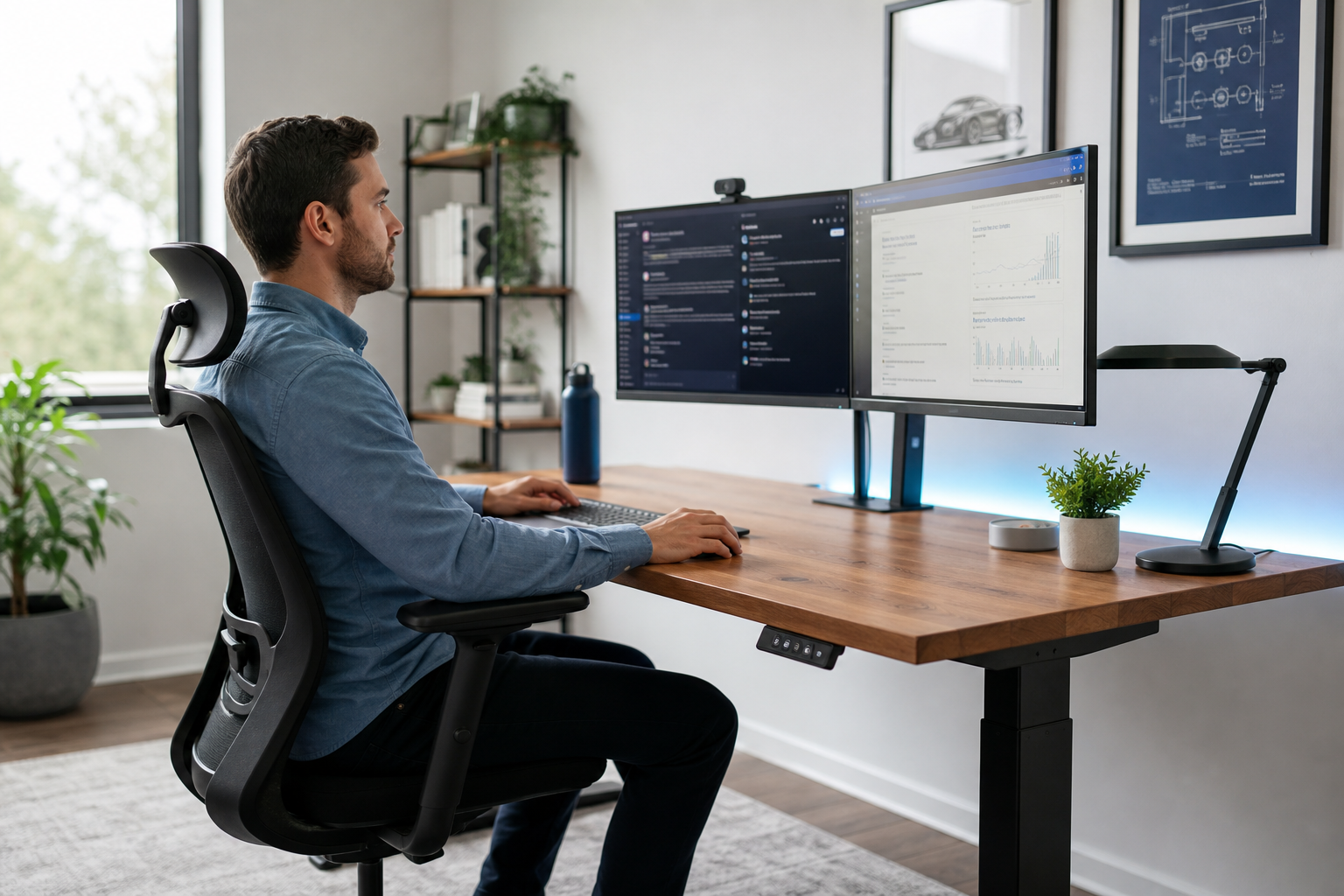 Flexiblepurifyox ergonomic workspace setup with proper posture